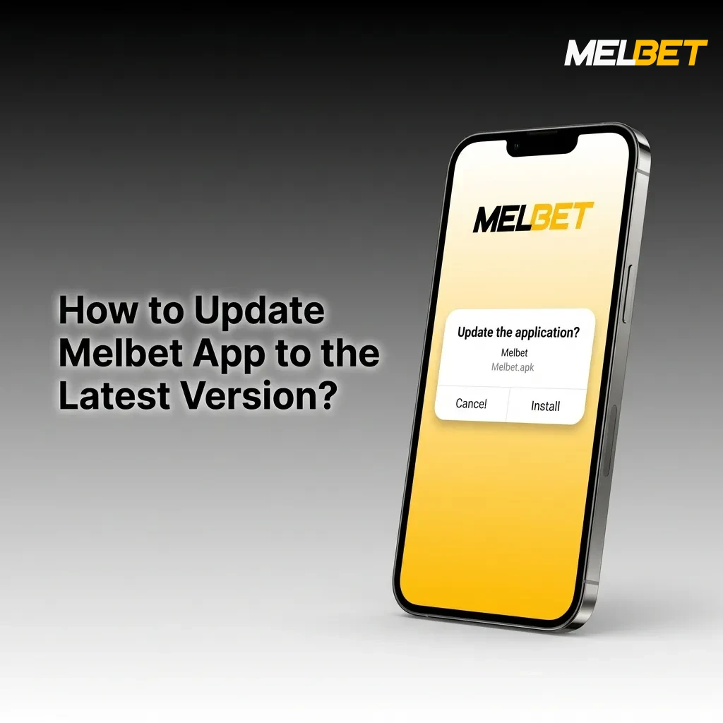 Person updating Melbet app on smartphone, showing download and installation process for Android and iOS devices