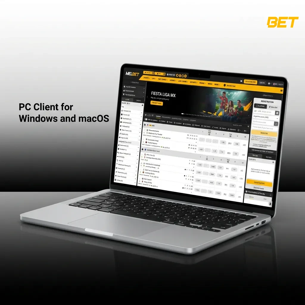 Browser-based betting platform accessible on Windows and macOS computers showing full features without download
